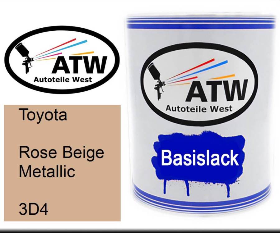 Toyota, Rose Beige Metallic, 3D4: 1L Lackdose, von ATW Autoteile West.